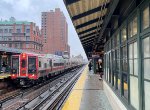 Metro North Train, with the Holiday Lights M8 Set, arrives into Harlem 125th Street Station, enroute from Southeast to Grand Central Terminal 